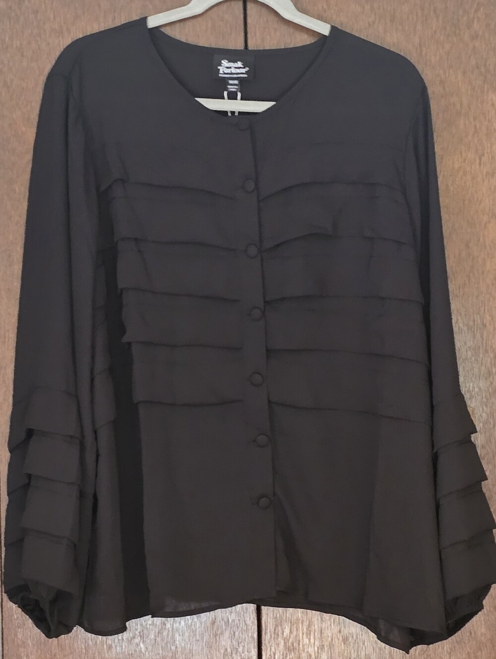 Smak Parlour Black Pleated Front Blouse